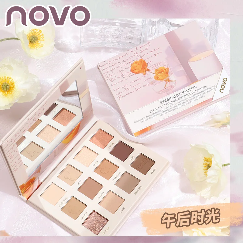 

NOVO 12 Colors Eyeshadow Matte Shimmer Glitter EasyToWear Eye Shadow Palette Profissional Longlasting Eyes Shadows Pallet Makeup