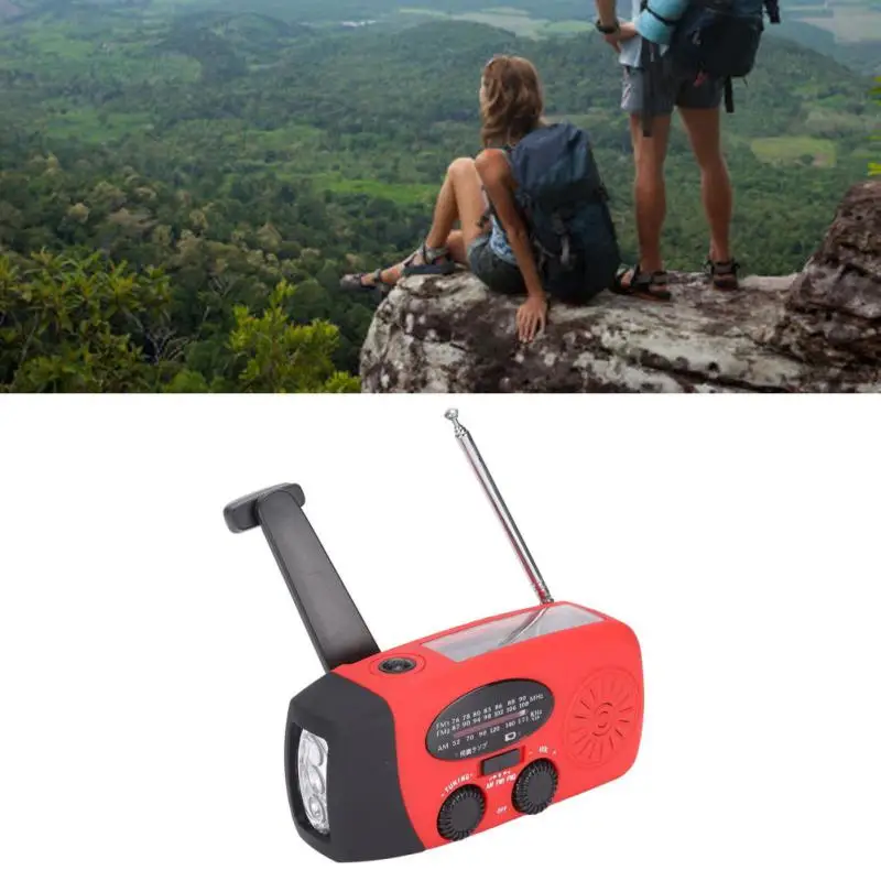 

Mini Solar Dynamo Powered Radio AM/FM/NOAA Weather LED Flashlight Waterproof Outdoor Use Multifunctional Hand Radios Solar Crank