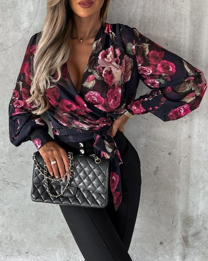 fashion woman blouses 2022 Elegant new casual V-Neck Floral Print Tied Detail Wrap Top shirt long sleeve fall outfits women
fashion woman blouses 2022 Elegant new casual V-Neck Floral Print Tied Detail Wrap Top shirt long sleeve fall outfits women