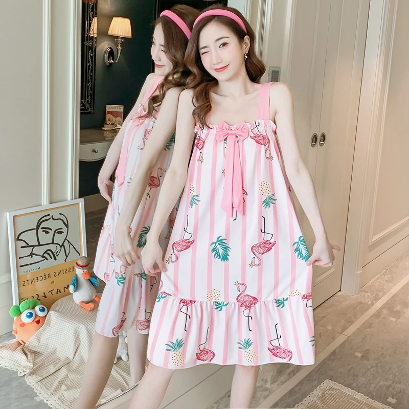 2022 Summer Sexy Spaghetti Strap Cute Cartoon Print Nightgowns for Women Korean Bow Sleepwear Nightdress Night Dress Home Nighty
2022 Summer Sexy Spaghetti Strap Cute Cartoon Print Nightgowns for Women Korean Bow Sleepwear Nightdress Night Dress Home Nighty