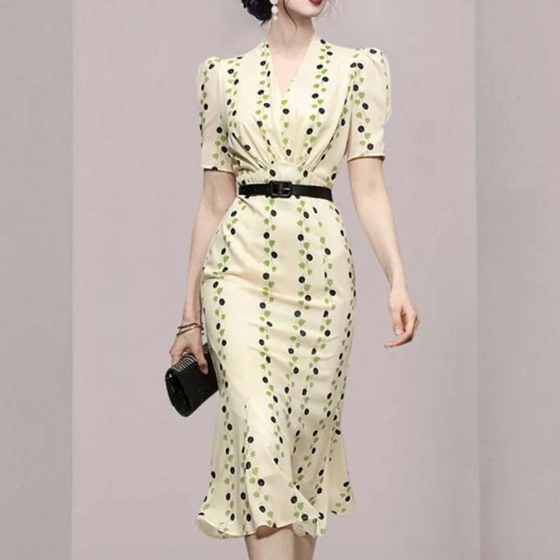 2022 Summer Women's Mermaid Dresses V-Neck Printing Bodycon Sheath Dress Elegant Casual Dress Vestidos
2022 Summer Women's Mermaid Dresses V-Neck Printing Bodycon Sheath Dress Elegant Casual Dress Vestidos