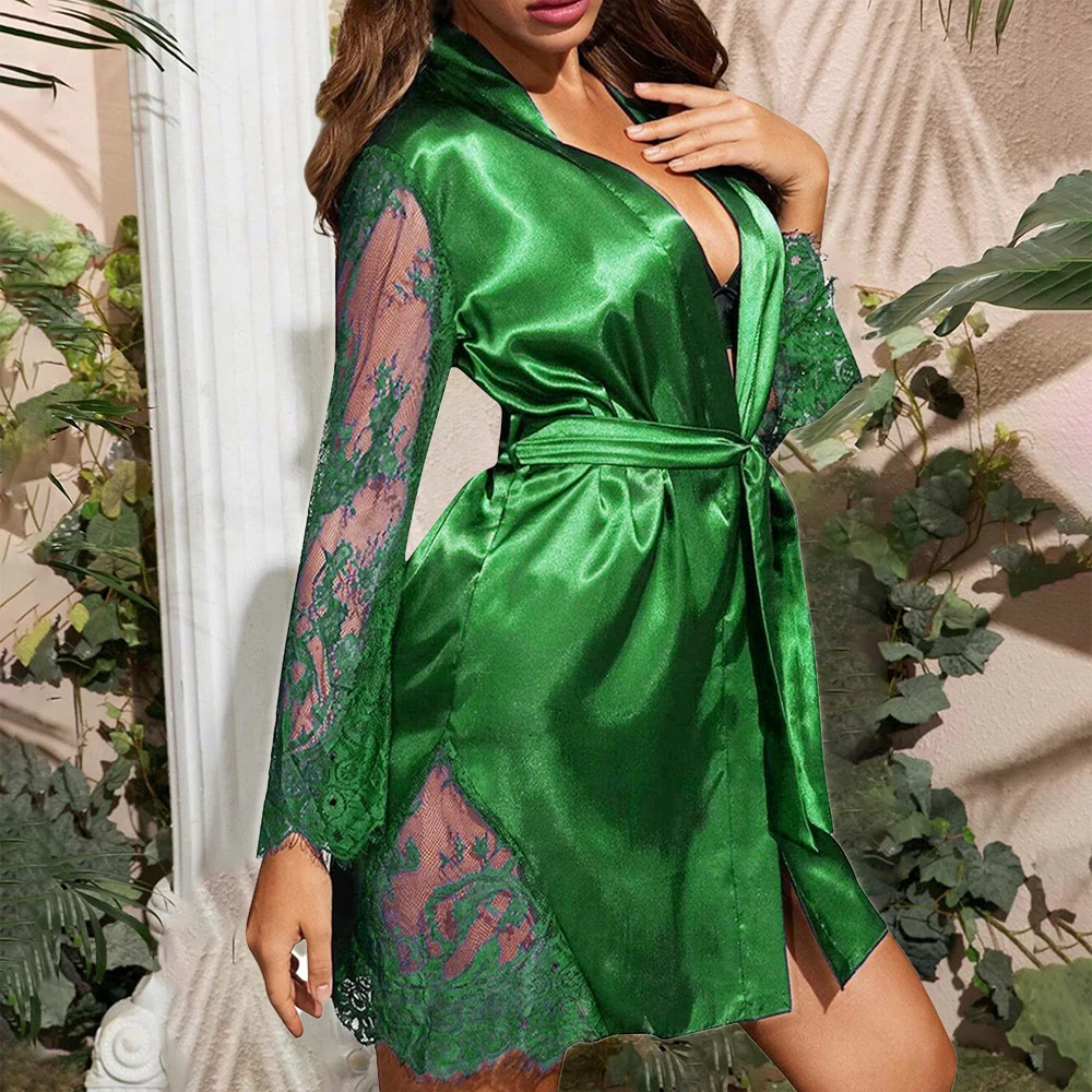 Women Sexy Lingerie Sleepwear Emulation Silk Lace Robe Dress Nightgown Bathrobes Nightwear Nightdress
Women Sexy Lingerie Sleepwear Emulation Silk Lace Robe Dress Nightgown Bathrobes Nightwear Nightdress