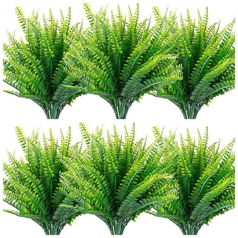 

18Pcs Artificial Ferns Plants Bushes Fake Boston Fern Shrubs Plastic Plant Greenery For Outdoor Indoor Home Garden Decor