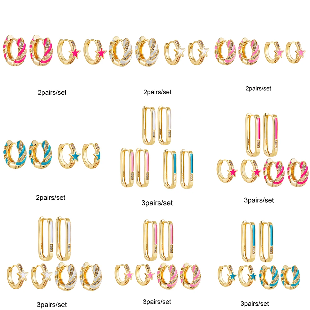 Colorful Enamel Earrings Set for Women Small Round Ear Hoop Star Square CZ Zircon For Girls Ear Piercing Suit Party Jewelry
Colorful Enamel Earrings Set for Women Small Round Ear Hoop Star Square CZ Zircon For Girls Ear Piercing Suit Party Jewelry