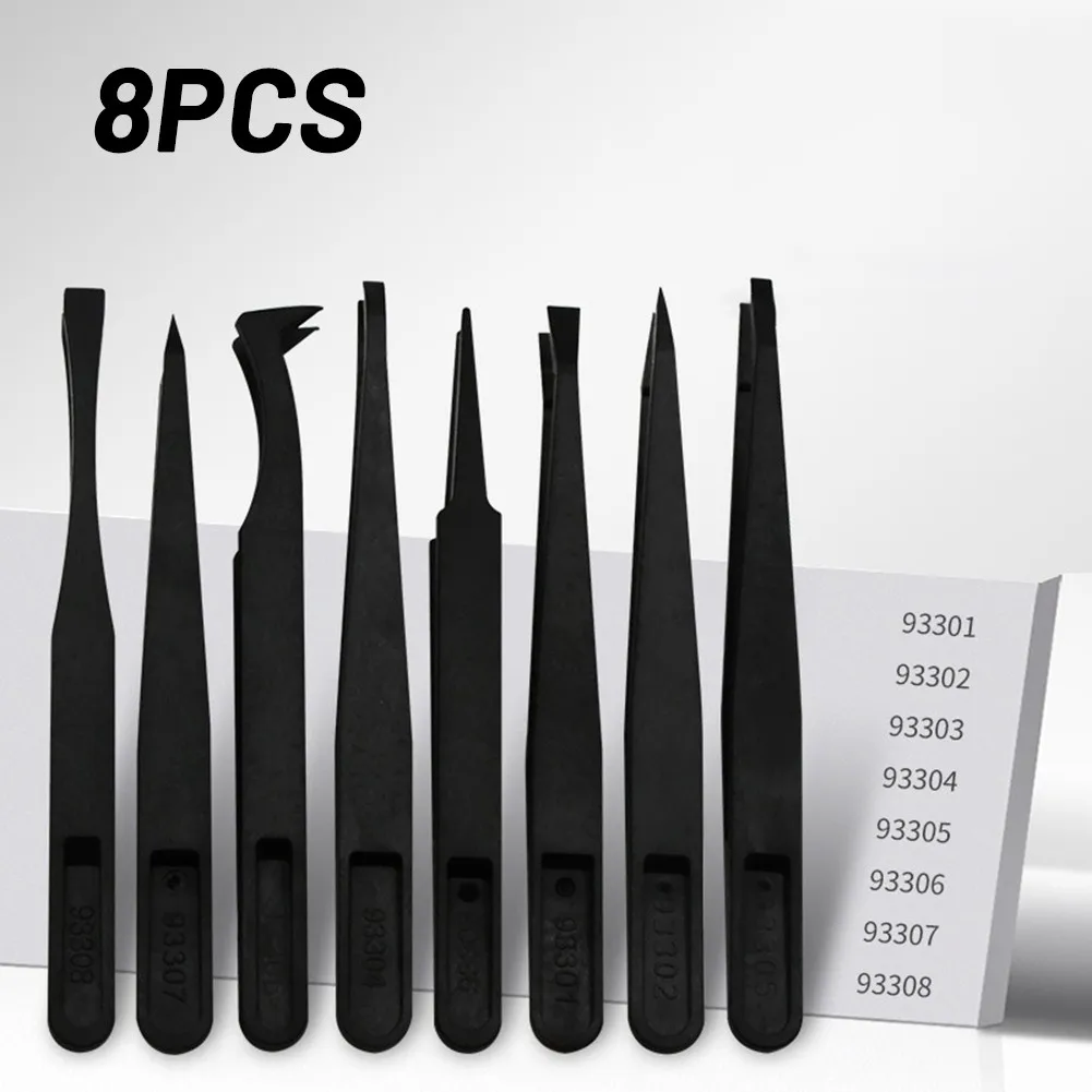 8X Anti-Static Carbon Electronic Tweezers Kit ESD Plastic Forceps PCB Repair Set Anti-static Heat-resist Acid-resist Tweezer
8X Anti-Static Carbon Electronic Tweezers Kit ESD Plastic Forceps PCB Repair Set Anti-static Heat-resist Acid-resist Tweezer