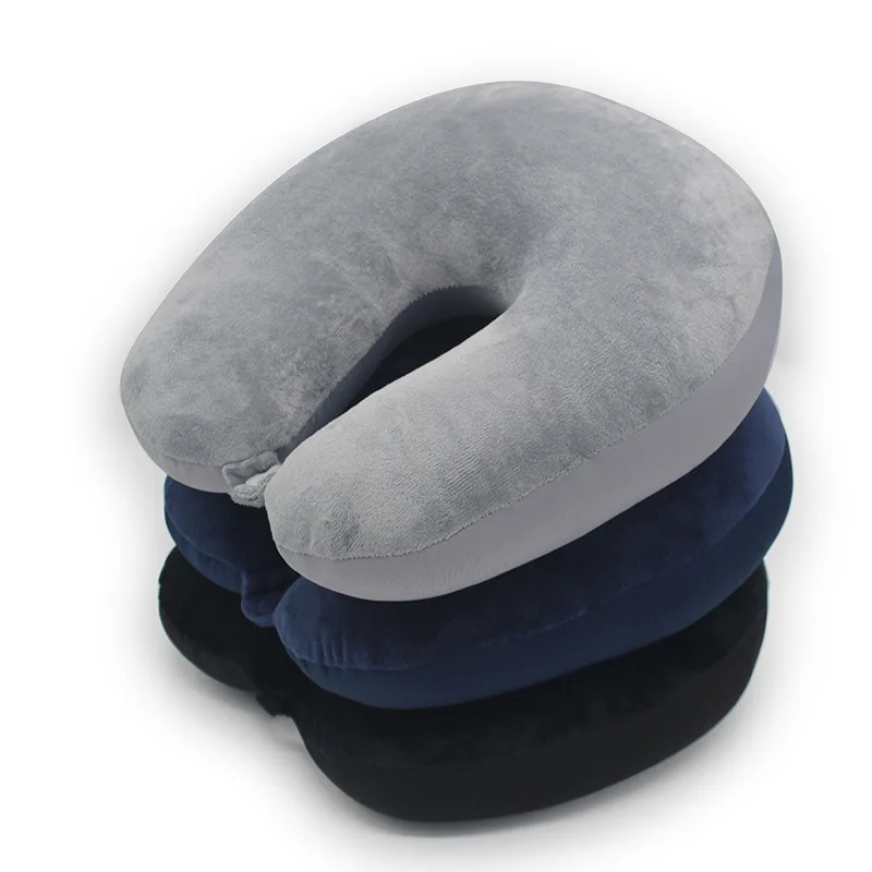 

1PC New U Shaped Travel Pillow Car Air Flight Inflatable Pillows Neck Support Headrest Cushion Soft Nursing Cushion Black