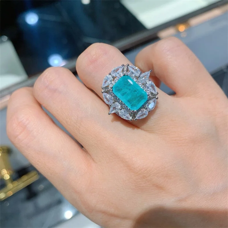 

CAOSHI Luxury Women's Party Rings with Dazzling Bright Bule Crystal Gorgeous Design Anniversary Gift for Female Delicate Jewelry
