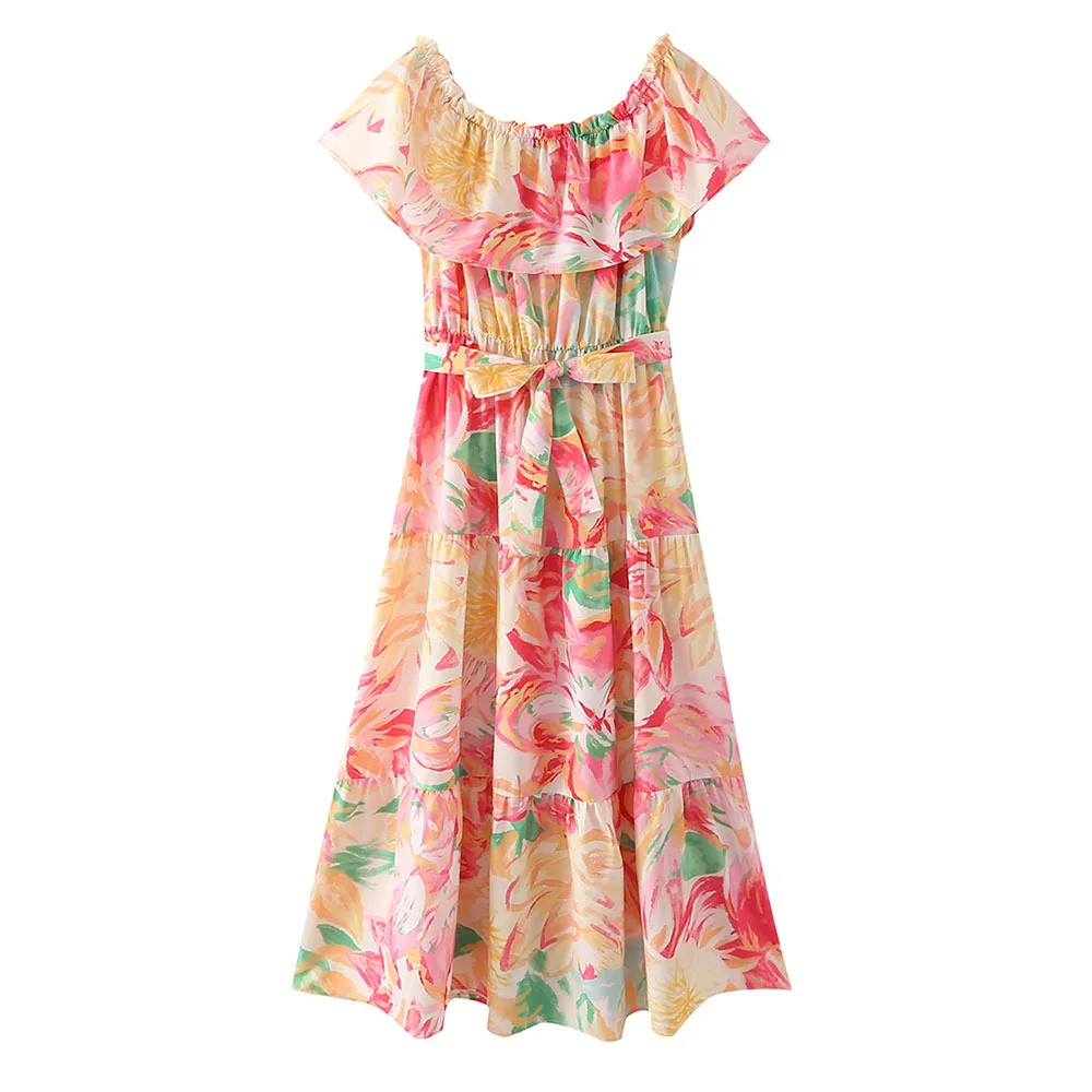 PB & ZA2022 summer new light mature style women's clothing beach fashion ruffled shoulder strap waist-tight printed long dress
PB & ZA2022 summer new light mature style women's clothing beach fashion ruffled shoulder strap waist-tight printed long dress