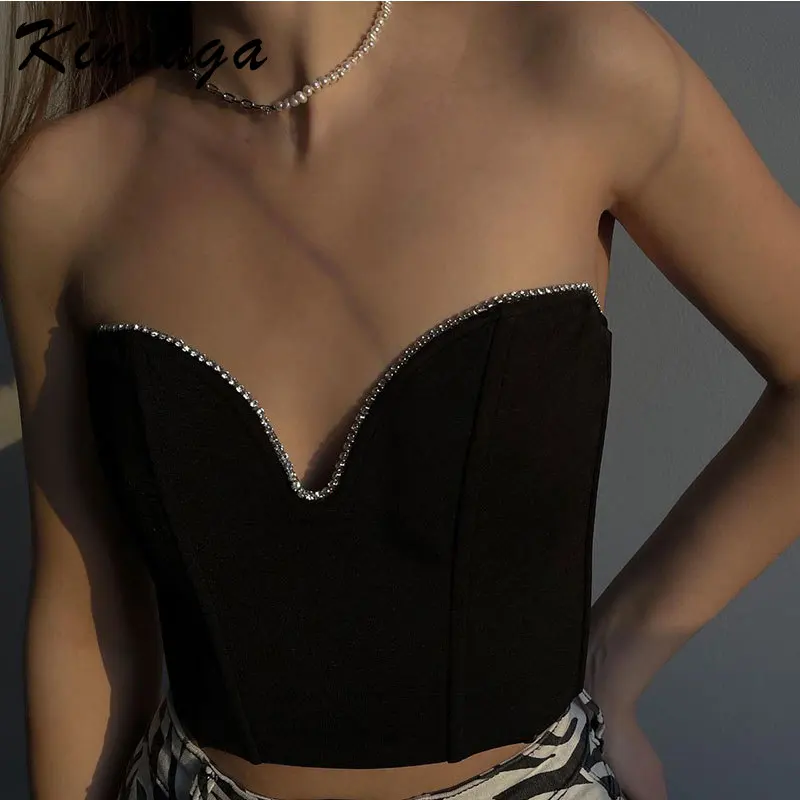 Женский корсет со стразами Y2K, летний черный корсет без бретелек с глубоким вырезом, сексуальная одежда для вечеринки, 2000
Женский корсет со стразами Y2K, летний черный корсет без бретелек с глубоким вырезом, сексуальная одежда для вечеринки, 2000