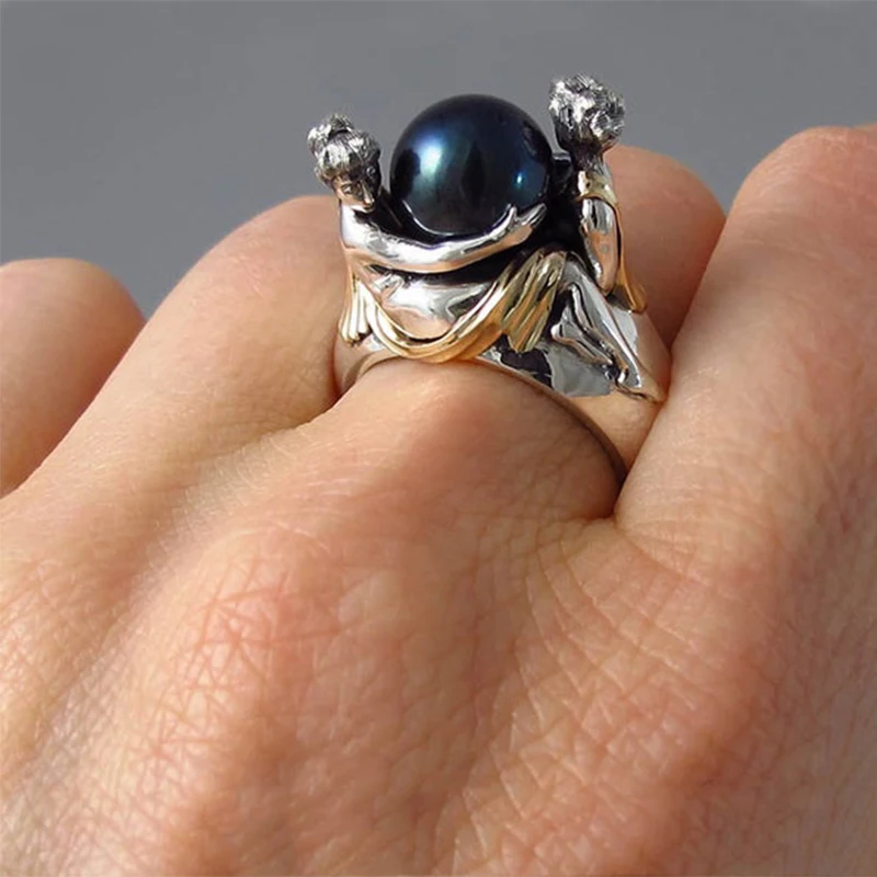 Romantic Two Tone France Women Holding Black Pearl Rings For Women Wedding Engagement Valentine's Day Gift Jewelry Accessories
Romantic Two Tone France Women Holding Black Pearl Rings For Women Wedding Engagement Valentine's Day Gift Jewelry Accessories