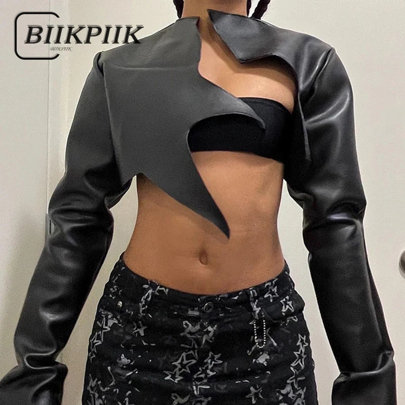 BIIKPIIK Pu Leather Black Jackets Irregular Punk Style Full Sleeve Coat Fashion Unique Women Cardigan Streetwear Autumn Clothes
BIIKPIIK Pu Leather Black Jackets Irregular Punk Style Full Sleeve Coat Fashion Unique Women Cardigan Streetwear Autumn Clothes