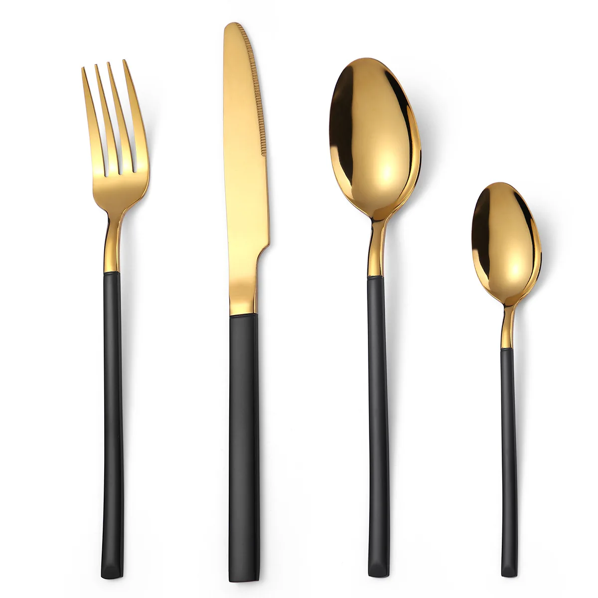 

Black Gold Silverware Set Stainless Steel Flatware Set Spoons Forks Knives Cutlery Utensils Set Service for 4 Mirror Polished