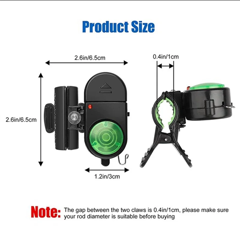 

6Pcs Fishing Bite Alarm,Sensitive Electronic Fishing Alarms Indicator,Sound Bite Alert Bell with LED Lights Fishing Bell