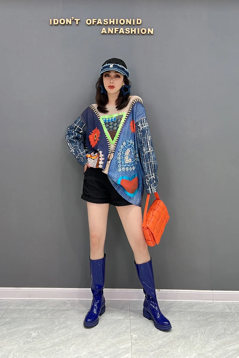 SuperAen 2022 Autumn New Korean Fashion Trend Fake Two Knitted Tops Women's Clothes Printing Steetwear Oversized Sweater
SuperAen 2022 Autumn New Korean Fashion Trend Fake Two Knitted Tops Women's Clothes Printing Steetwear Oversized Sweater