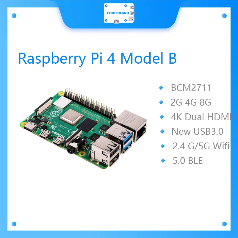 Плата для разработки Raspberry Pi 4 Model B 2 Гб ОЗУ ГБ 8 ядра ЦП 1 5 ГГц скорость 3 скорости