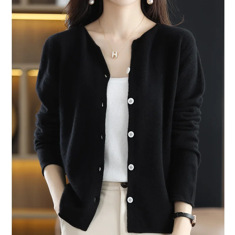 Women's Round-neck Pure Wool Cardigan 2023 Spring and Summer New Versatile Fashionable Foreign Style Sweater
Women's Round-neck Pure Wool Cardigan 2023 Spring and Summer New Versatile Fashionable Foreign Style Sweater
