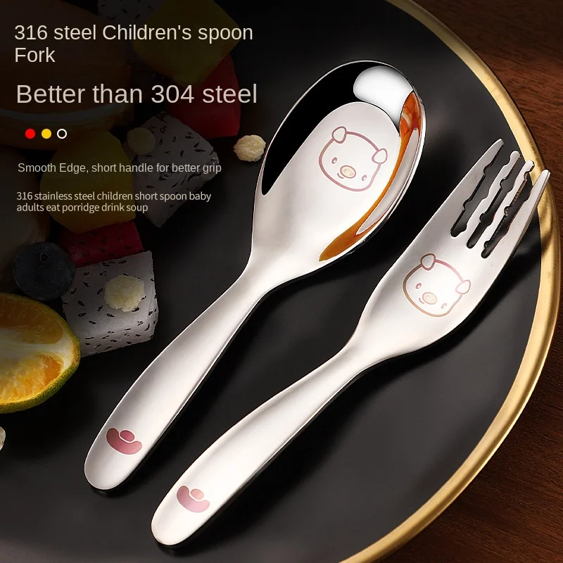 New Stainless Steel Children's Fork Spoon Baby Eat and Drink Soup Spoon Color Carving Small Spoon Fruit Fork Dessert Spoon
New Stainless Steel Children's Fork Spoon Baby Eat and Drink Soup Spoon Color Carving Small Spoon Fruit Fork Dessert Spoon
