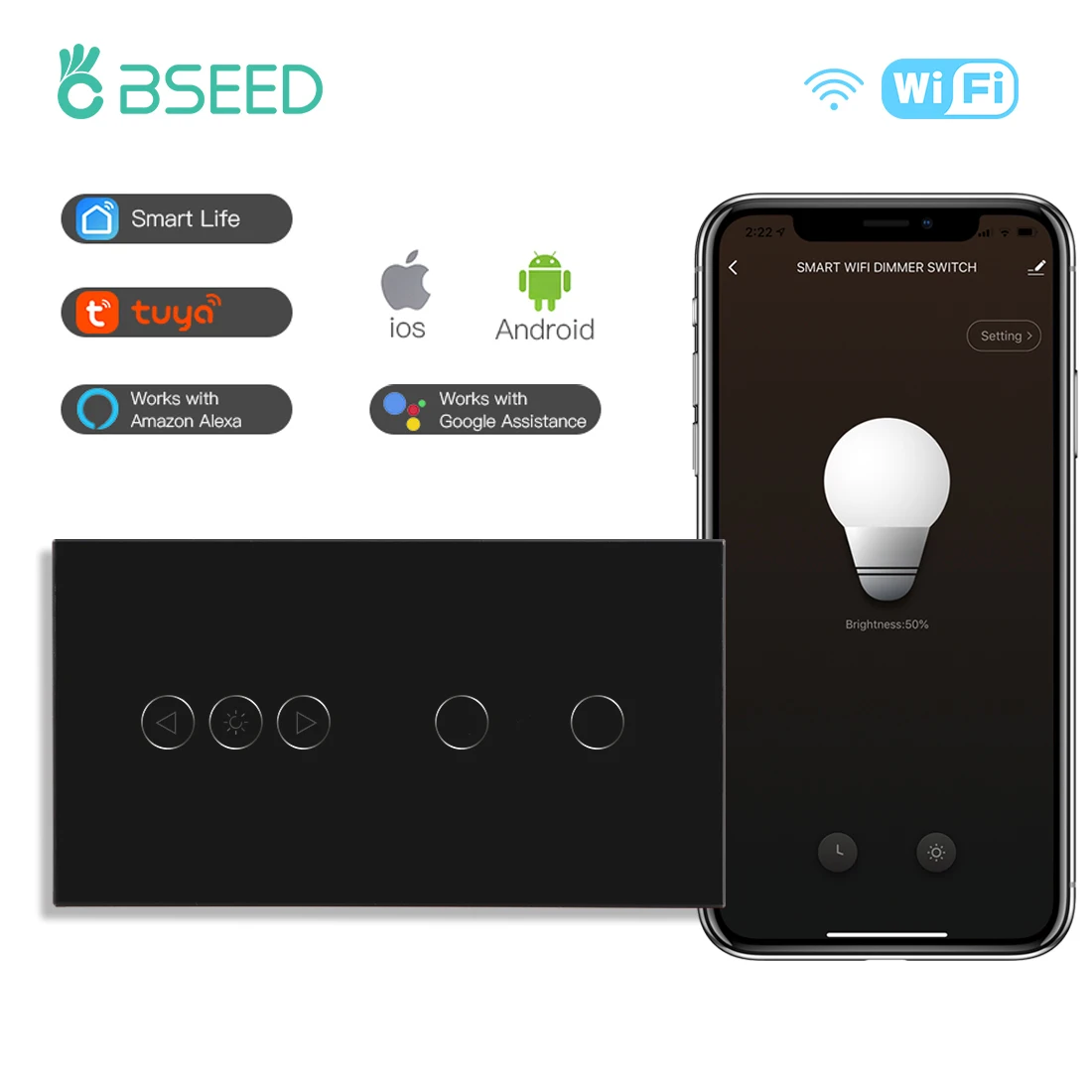 BSEED Wi-Fi Smart Dimmer Switches Tuya Smart Life Goolgle Home Control Plus Normal Type-c USB EU Socket Стеклянная панель Черный
BSEED Wi-Fi Smart Dimmer Switches Tuya Smart Life Goolgle Home Control Plus Normal Type-c USB EU Socket Стеклянная панель Черный