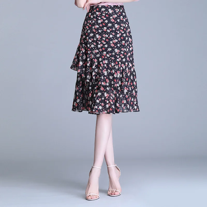 Chiffon Floral Splice Ruffles Irregular Skirt 2022 Summer Women Elegant Vintage Slim Casual High Waist Knee-length Skirts 8231
Chiffon Floral Splice Ruffles Irregular Skirt 2022 Summer Women Elegant Vintage Slim Casual High Waist Knee-length Skirts 8231