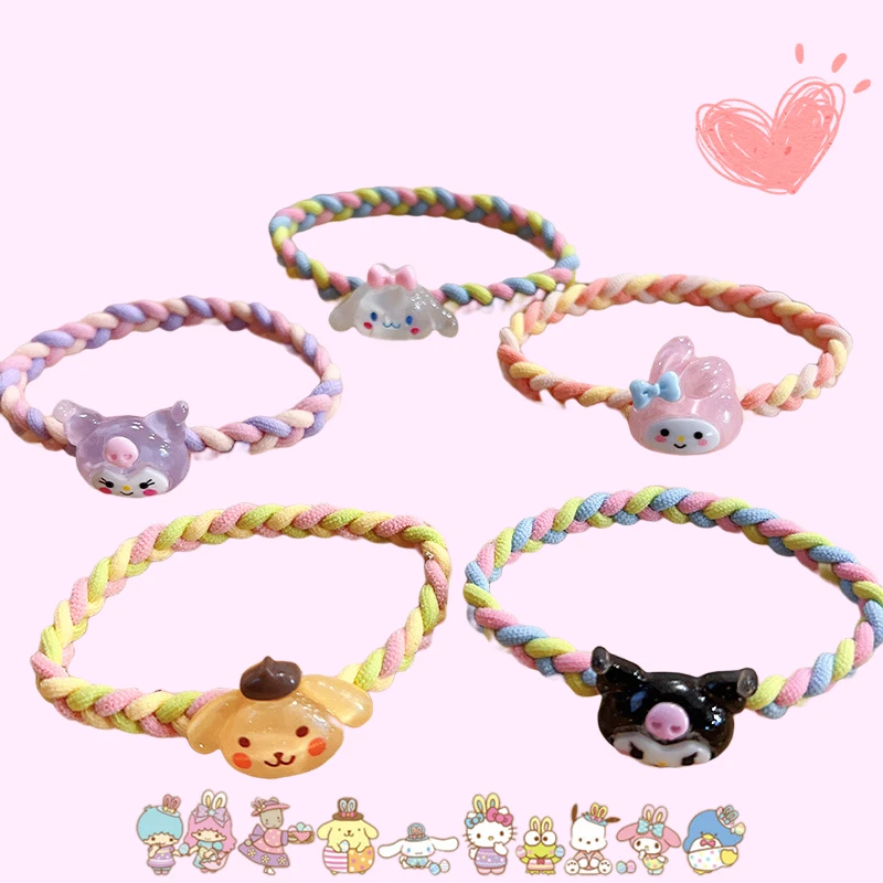 

Sanrioed Hairbands Kawaii Bracelets Ponytail Bands Cartoon Hairtie Anime My Melody Cinnamoroll Kuromi Lovely Kids Girls Gifts