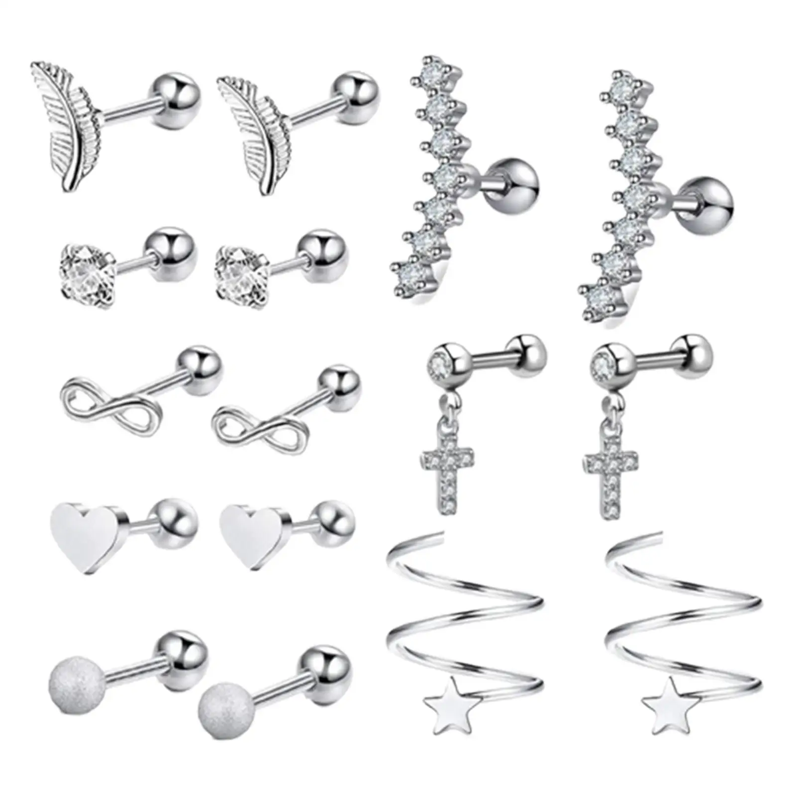 Набор сережек из нержавеющей стали для пирсинга тела, ювелирные изделия с шариком-штангой, 16 шт.
Набор сережек из нержавеющей стали для пирсинга тела, ювелирные изделия с шариком-штангой, 16 шт.
