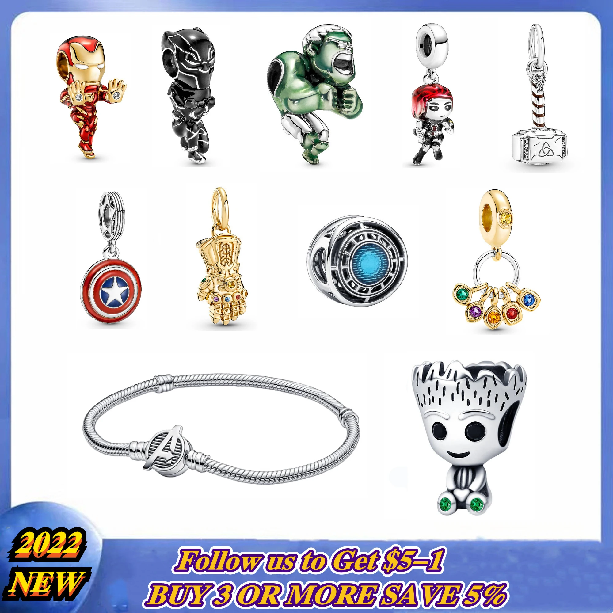 2022 New 100% 925 Silver New Series Beads Fit Pandora Charms Bracelet Necklace Jewelry Charms Superhero Style
2022 New 100% 925 Silver New Series Beads Fit Pandora Charms Bracelet Necklace Jewelry Charms Superhero Style