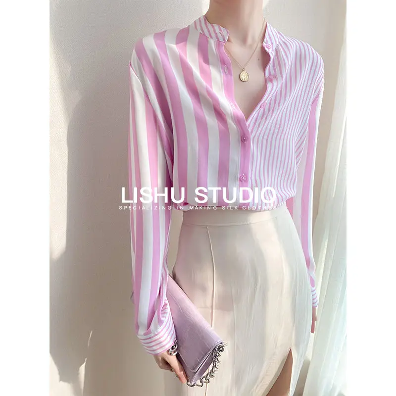 Korean Fashion Office Lady Button Up Shirt Chiffon Women Striped Shirts Blouses Long Sleeve Shirt Womans Tops Camisas Mujer J03
Korean Fashion Office Lady Button Up Shirt Chiffon Women Striped Shirts Blouses Long Sleeve Shirt Womans Tops Camisas Mujer J03
