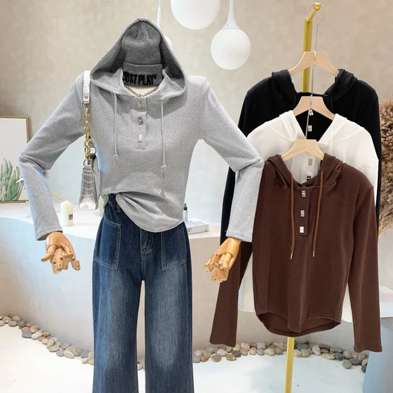 New Women's Clothing 2022 Autumn Single breasted Hoodie leisure long sleeve T-shirt top fashion
New Women's Clothing 2022 Autumn Single breasted Hoodie leisure long sleeve T-shirt top fashion