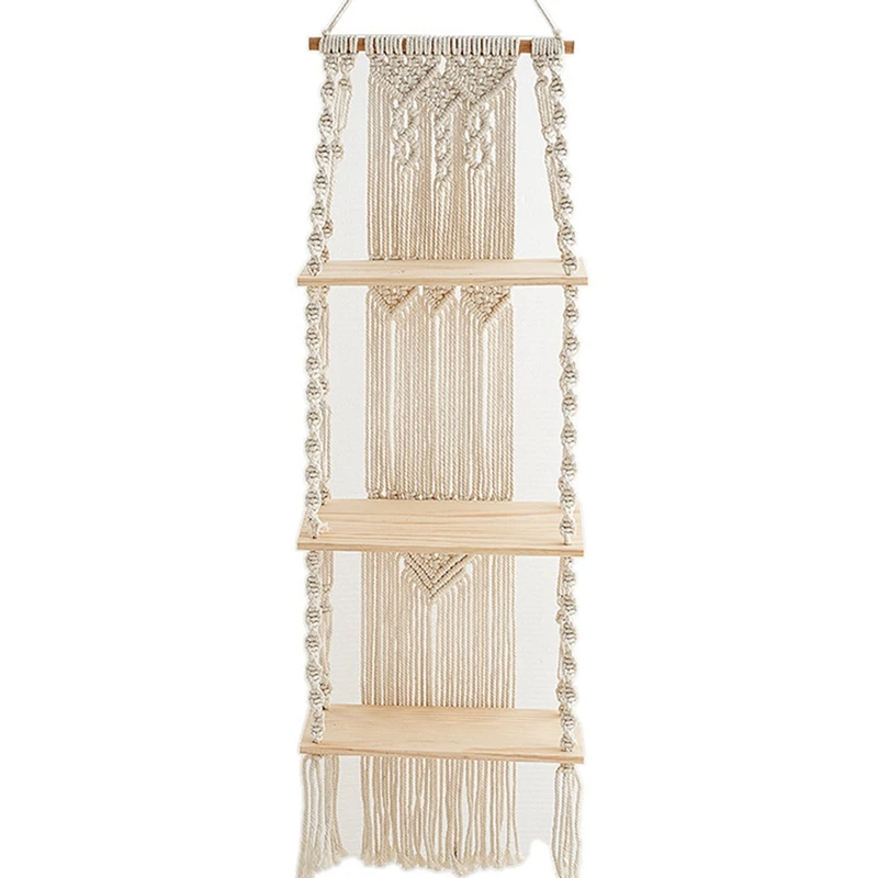 Boho Macrame Wall Hanging Shelf 3 Tier Handmade Woven Wood Organizer Shelves Wall Floating Plant Hanger For Home Decor
Boho Macrame Wall Hanging Shelf 3 Tier Handmade Woven Wood Organizer Shelves Wall Floating Plant Hanger For Home Decor