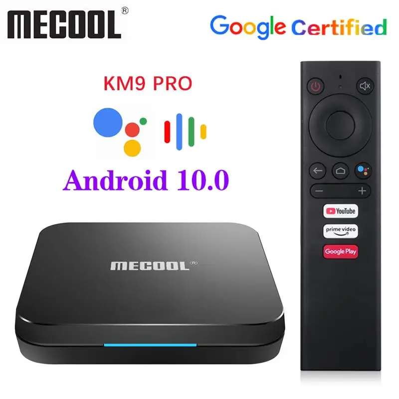 

MECOOL KM9 Pro Сертифицированный Google Android TV Android 10 4 ГБ 32 ГБ KM2 2 Гб 16 Гб Amlogic S905X2 9,0 KM3 ATV 4G 64G 4K Смарт ТВ-бокс