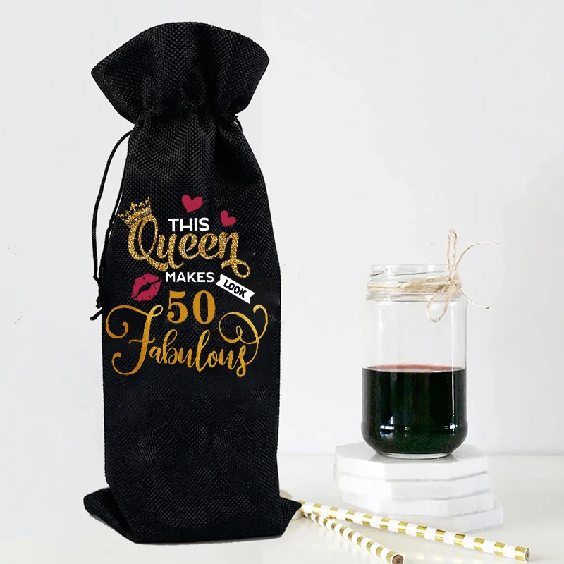 This Queen Makes Look 50 Fabulous Wine Bag Bottle Holder Bag Burlap Bags Wine Storage Drawstring Bag Birthday Party Gift for Her
This Queen Makes Look 50 Fabulous Wine Bag Bottle Holder Bag Burlap Bags Wine Storage Drawstring Bag Birthday Party Gift for Her