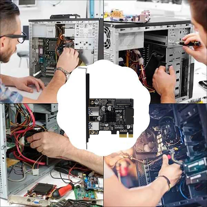 Адаптер USB 3,0 с 2 USB-портами, PCI-E, 19-контактный разъем питания SATA, поддержка PCIE 1X 4X 8X 16X
Адаптер USB 3,0 с 2 USB-портами, PCI-E, 19-контактный разъем питания SATA, поддержка PCIE 1X 4X 8X 16X
