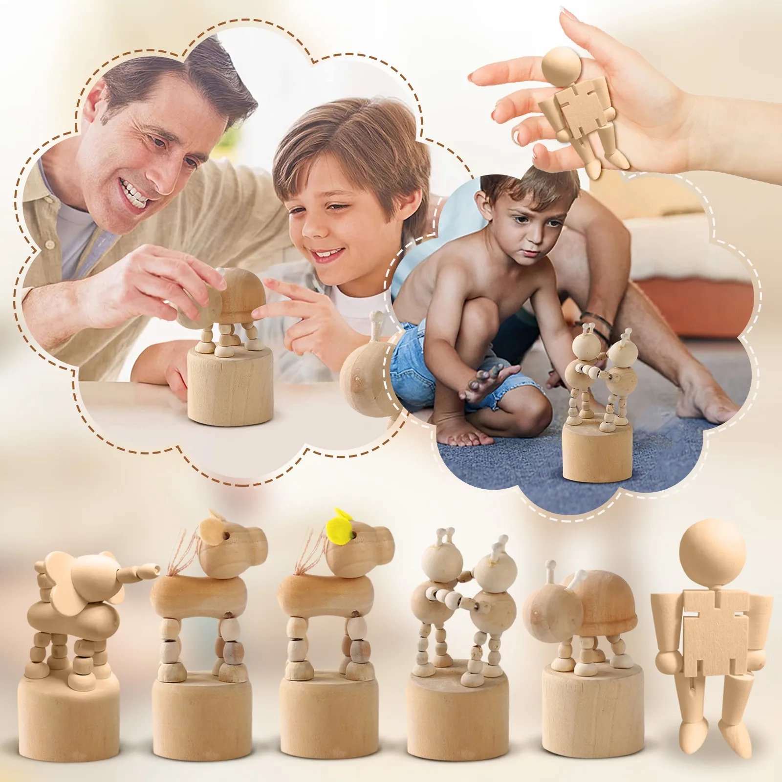 Family Animals White Embryo Ornaments Cartoon Children Creative DIY Wooden Crafts Figurines Tabletop Table Ornaments Carving
Family Animals White Embryo Ornaments Cartoon Children Creative DIY Wooden Crafts Figurines Tabletop Table Ornaments Carving