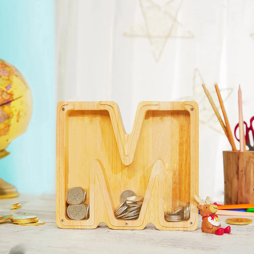 26 Letter English Alphabet Piggy Bank Wooden Coin Money Saving Box Jar Coins Storage Box Desktop Ornament Home Decor Crafts
26 Letter English Alphabet Piggy Bank Wooden Coin Money Saving Box Jar Coins Storage Box Desktop Ornament Home Decor Crafts