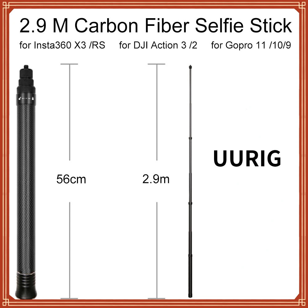 UURIG 2,9 м Супердлинная невидимая селфи-палка из углеродного волокна для камеры Insta360 X3 /DJI ACTION 3 /GOPRO 11 селфи-палка
UURIG 2,9 м Супердлинная невидимая селфи-палка из углеродного волокна для камеры Insta360 X3 /DJI ACTION 3 /GOPRO 11 селфи-палка