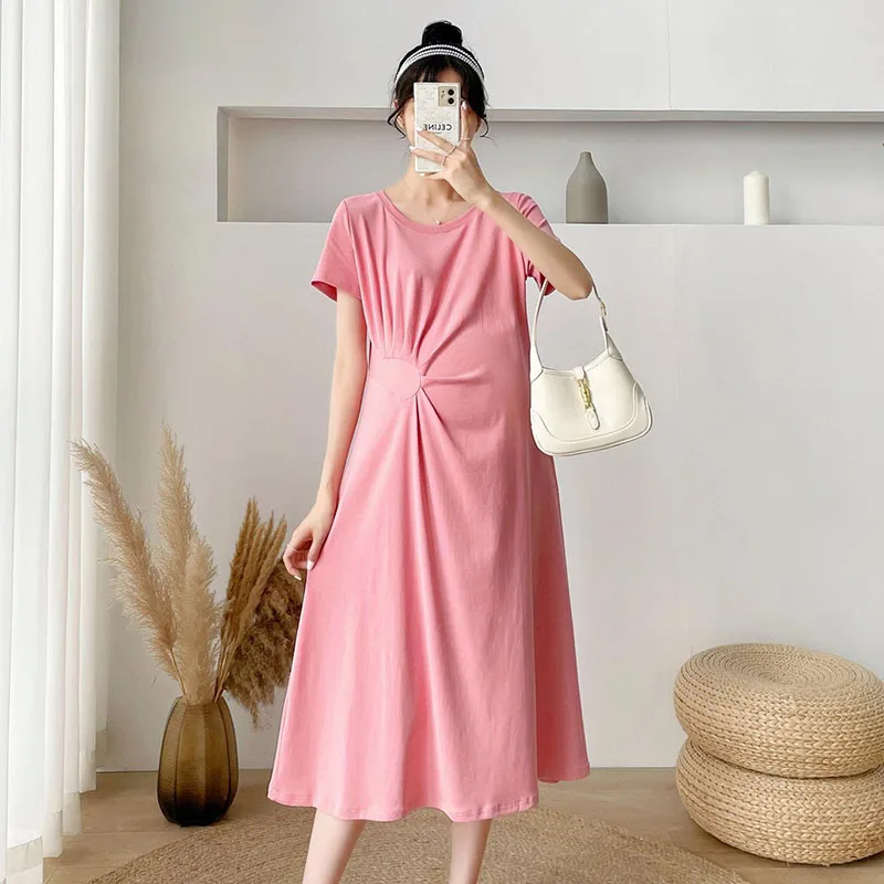 Summer Short Sleeve Maternity Dress Casual Pregnant Women Midi Dress Pregnancy Clothes Elegant Solid Maternity Dresses 2022
Summer Short Sleeve Maternity Dress Casual Pregnant Women Midi Dress Pregnancy Clothes Elegant Solid Maternity Dresses 2022