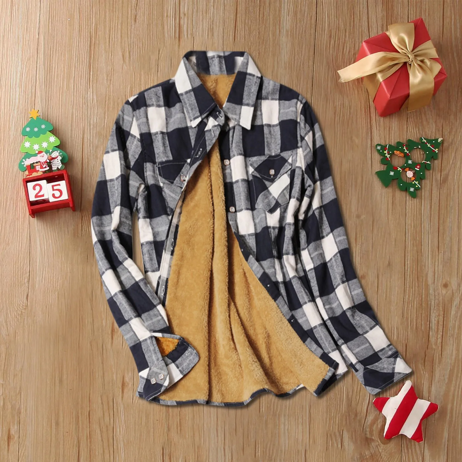 Ladies Overcoat Thickened Classic Button Down Plaid Print Winter Fleece Lined Lapel Snow Thick Hoodies Women Light Long Sleeve
Ladies Overcoat Thickened Classic Button Down Plaid Print Winter Fleece Lined Lapel Snow Thick Hoodies Women Light Long Sleeve