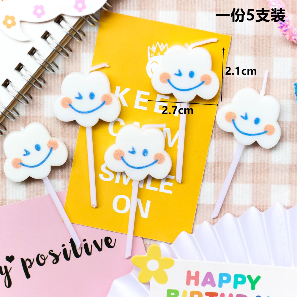 Korean White Cloud Smiley Candles Cake Topper Children's Day Boy Birthday Party Dessert Cupcakes Cute Dessert Baking Decorations
Korean White Cloud Smiley Candles Cake Topper Children's Day Boy Birthday Party Dessert Cupcakes Cute Dessert Baking Decorations