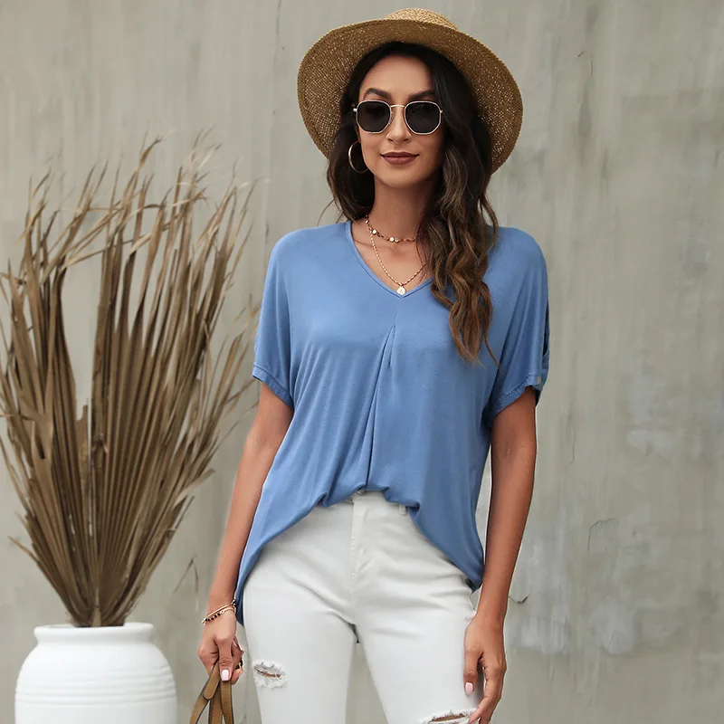 Oversized Summer T Shirt 2022 New Women Loose Solid Color Casual Button T-Shirt Fashion Short Sleeve Tees Black White Lady Tops 
Oversized Summer T Shirt 2022 New Women Loose Solid Color Casual Button T-Shirt Fashion Short Sleeve Tees Black White Lady Tops