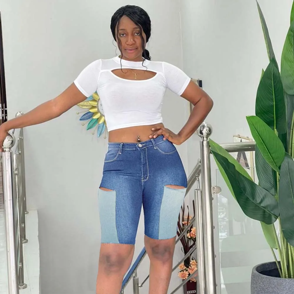 Jeans Shorts Summer Contrast Color Splicing High Waist Street Ladies Skinny Fashion Five Points Denim Shorts 2022
Jeans Shorts Summer Contrast Color Splicing High Waist Street Ladies Skinny Fashion Five Points Denim Shorts 2022