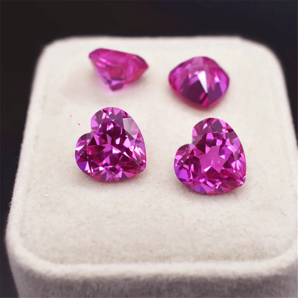 

High Quality Pink Ruby Mohs Hardness 9 Heart Shape Faceted Gemstone Heart Shaped Cut Ruby Gem RB052