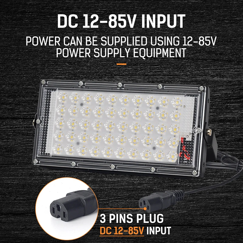 50W LED Flood Light DC12-85V Outdoor Waterproof IP65 Projector Exterior Spotlight 3PINS Plug Night Market Lights Camping Lamp
50W LED Flood Light DC12-85V Outdoor Waterproof IP65 Projector Exterior Spotlight 3PINS Plug Night Market Lights Camping Lamp
