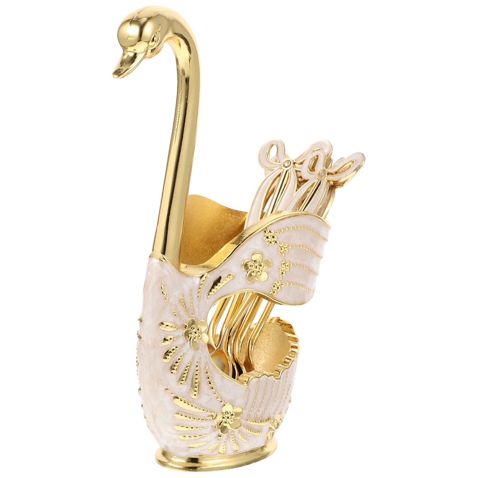 

Swan Dessert Spoon Spoons Coffee Scoop Holder Base Stand Storage Kitchen Eating Mini