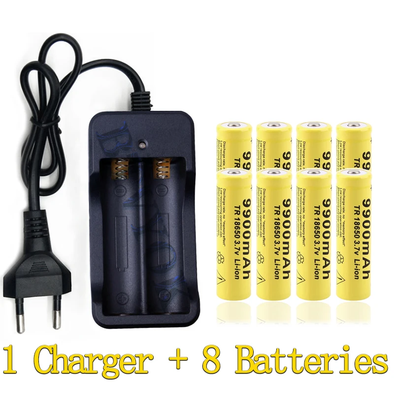 BTVYOK 18650 Battery 3.7V 9900mAh Capacity Rechargeable Battery Li-ion Rechargeable Battery For Flashlight Torch Battery+Charger
BTVYOK 18650 Battery 3.7V 9900mAh Capacity Rechargeable Battery Li-ion Rechargeable Battery For Flashlight Torch Battery+Charger