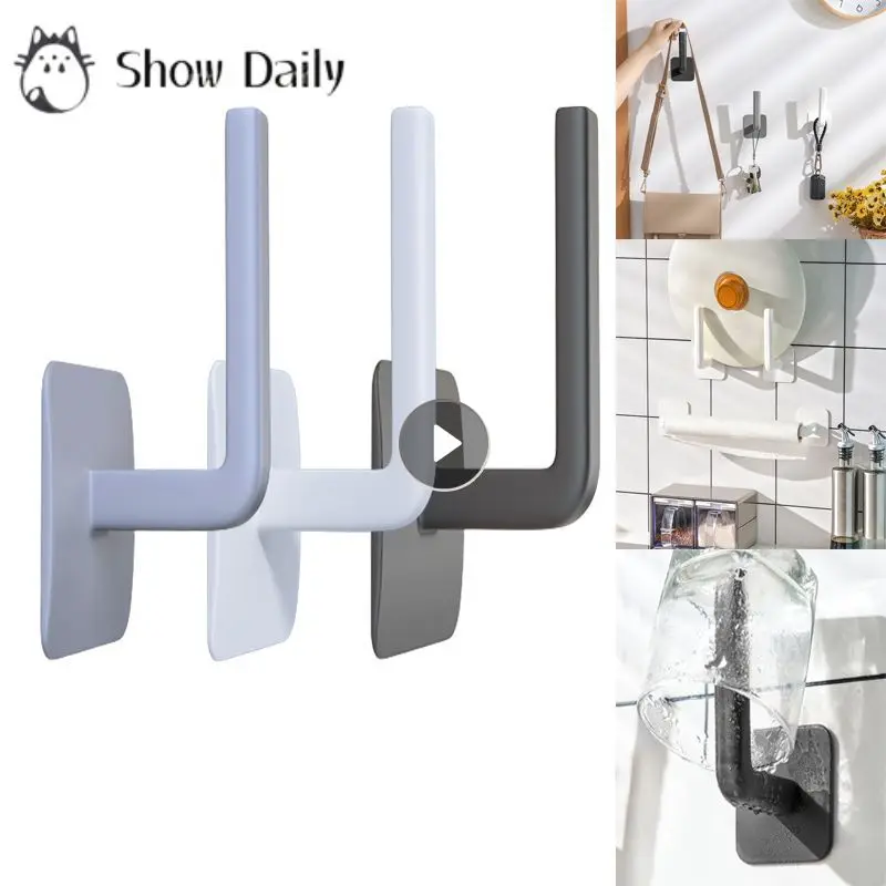 L-образный самоклеящийся крючок, настенный дырокол, Стандартная вешалка для одежды, полотенец, одежды, бумажных полотенец, кухонный крючок