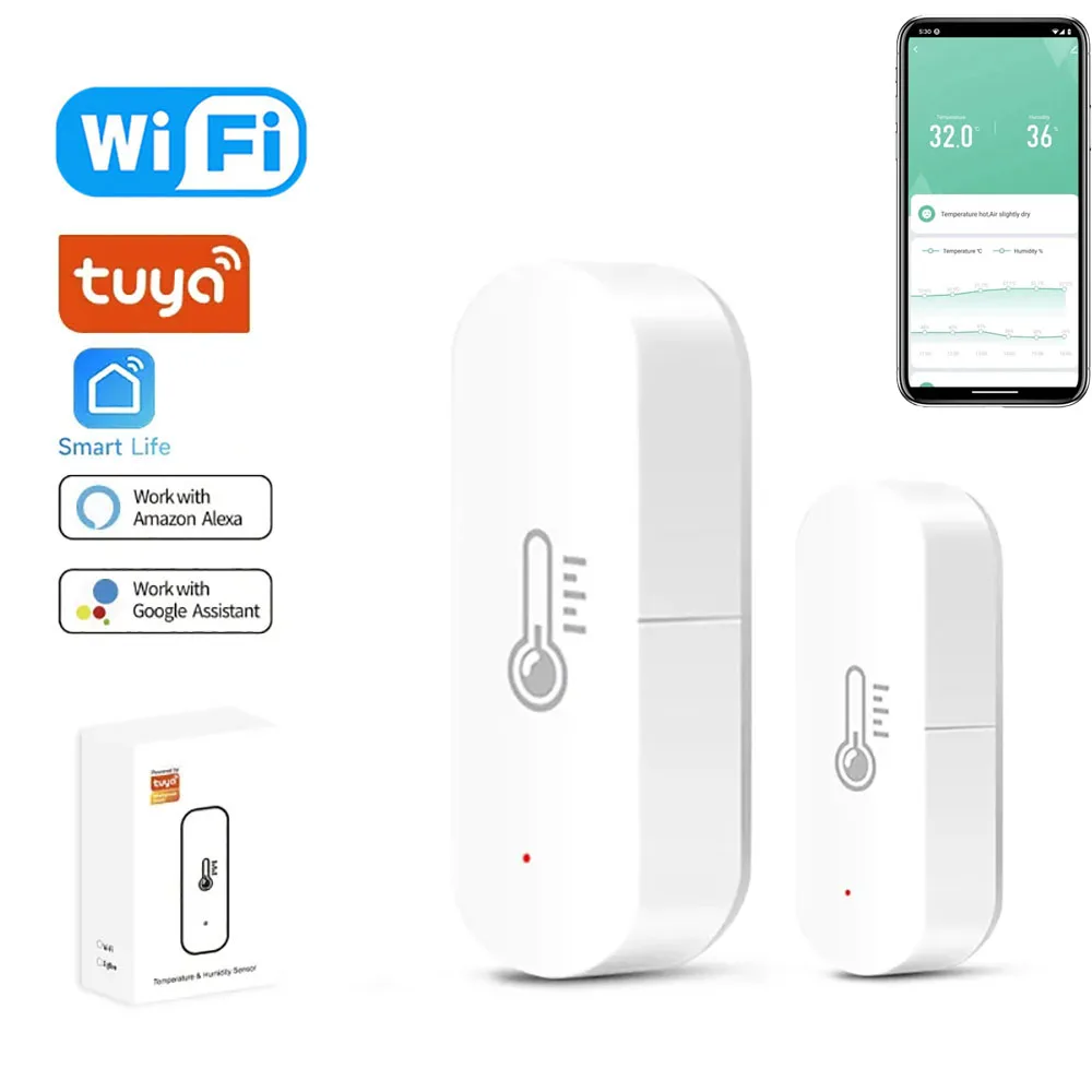 Smart Home Tuya WiFi Temperature Humidity Sensor Smart Life APP Monitor Smart Home Work With Alexa Google Home No Hub Required
Smart Home Tuya WiFi Temperature Humidity Sensor Smart Life APP Monitor Smart Home Work With Alexa Google Home No Hub Required