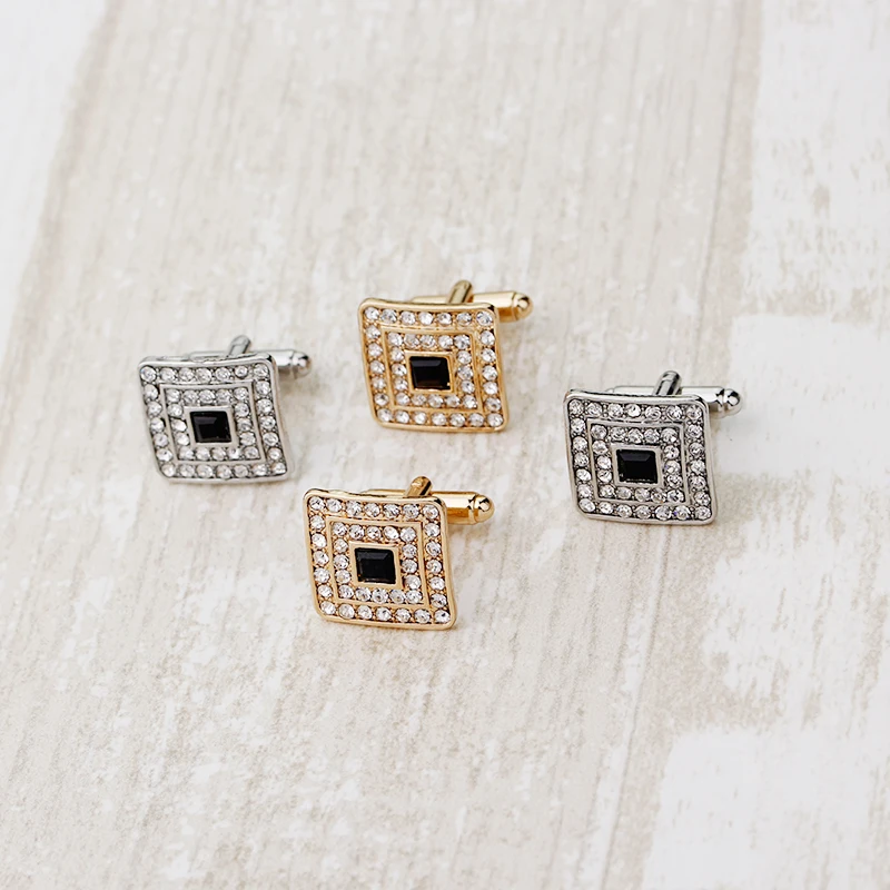 Классические роскошные квадратные мужские запонки с кристаллами, Мужская французская рубашка, золотые и Серебристые бриллиантовые запонки, свадебные запонки для шафера 
Классические роскошные квадратные мужские запонки с кристаллами, Мужская французская рубашка, золотые и Серебристые бриллиантовые запонки, свадебные запонки для шафера