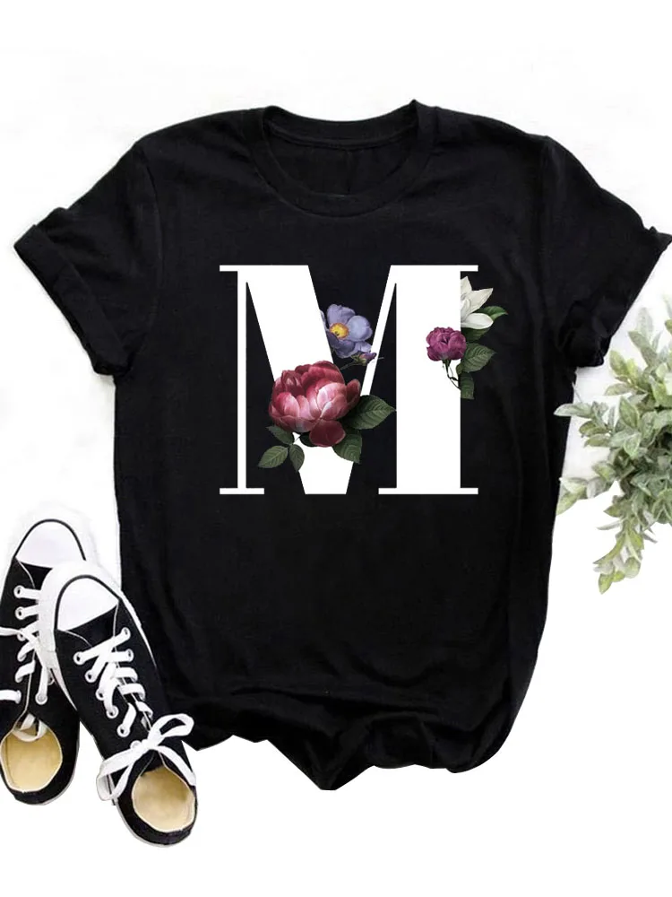 Новинка женская футболка в стиле Харадзюку с коротким рукавом и цветочным