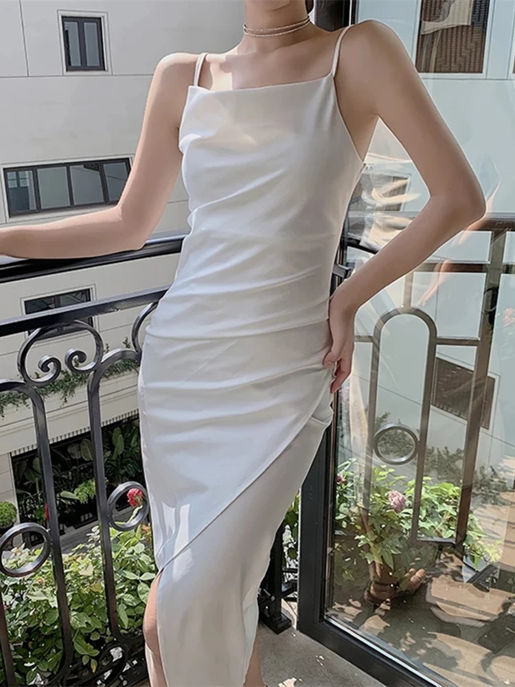 Summer Women Elegant Satin Spaghetti Strap Split Midi Dress Female Sleeveless Backless Club Party Beach Vestdios
Summer Women Elegant Satin Spaghetti Strap Split Midi Dress Female Sleeveless Backless Club Party Beach Vestdios