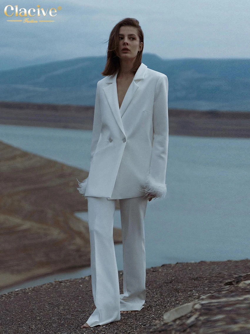 Clacive Fashion Long Sleeve Blazers Women Two Piece Set Elegant Office Lady Pants Set Casaul Loose White Straight Trousers Suits
Clacive Fashion Long Sleeve Blazers Women Two Piece Set Elegant Office Lady Pants Set Casaul Loose White Straight Trousers Suits